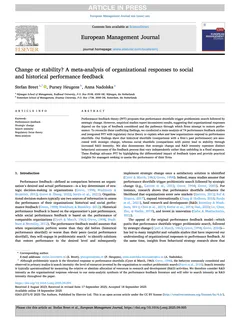 Cover of Verandering of stabiliteit? Een meta-analyse van organisatiereacties op sociale en historische prestatiefeedback