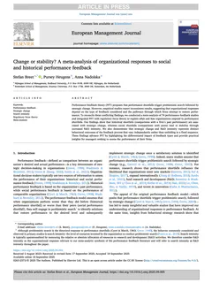 Cover of Verandering of stabiliteit? Een meta-analyse van organisatiereacties op sociale en historische prestatiefeedback