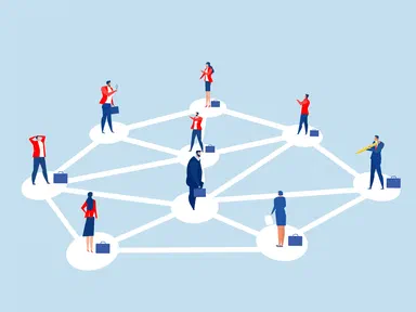A drawing of a network of people.