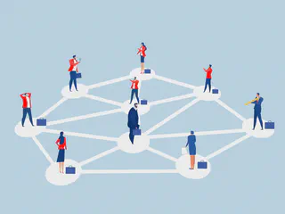 A drawing of a network of people.