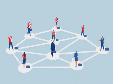 A drawing of a network of people.